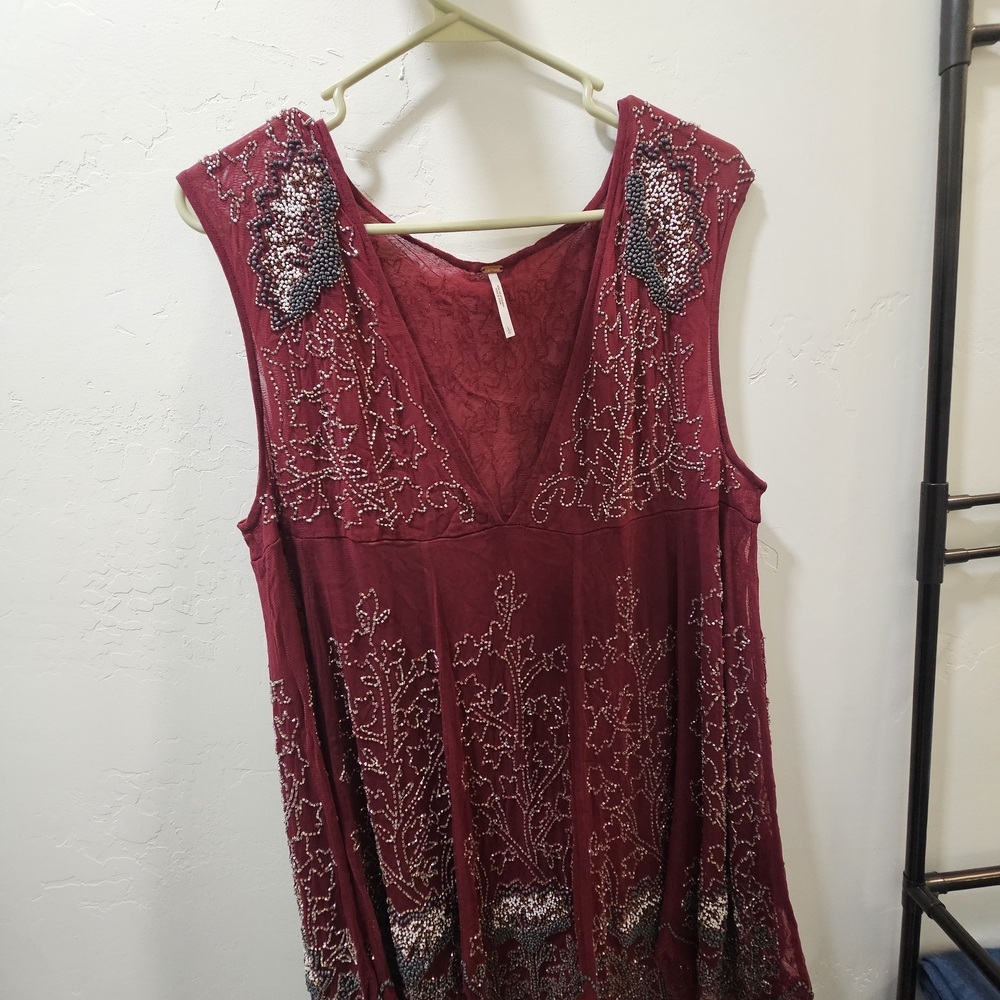Free People Burgundy Asymmetrical Dress